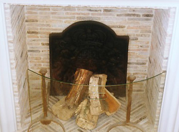 Brick fireplace